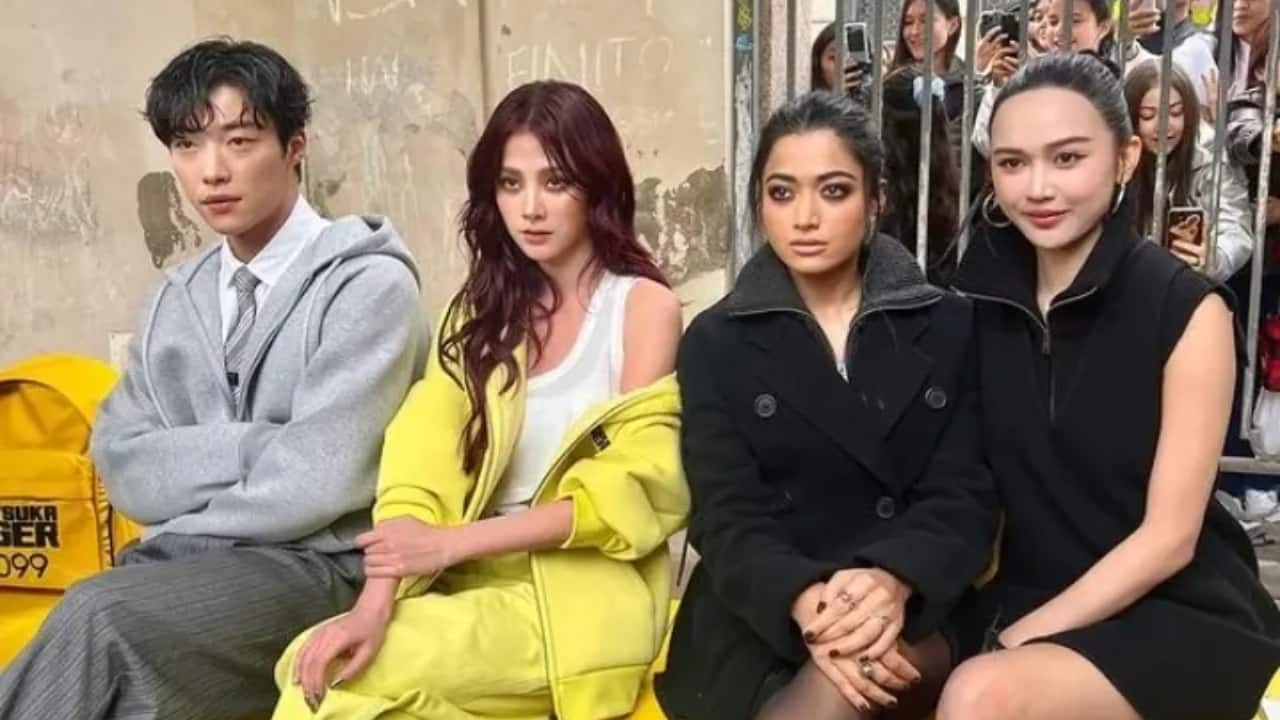Rashmika Mandanna meets Korean actor Woo Do Hwan at Milan Fashion Week