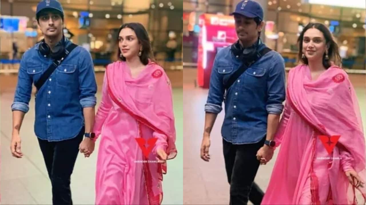 Newlyweds Aditi Rao Hydari and Siddharth make first public appearance at Mumbai airport
