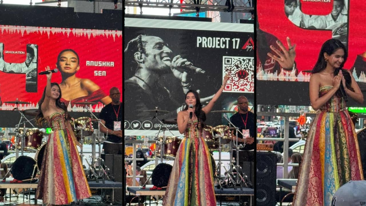 Anushka Sen makes history as the first Indian artist to perform at Times Square, New York