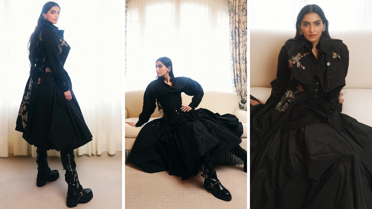 Sonam Kapoor slays the “noir” aesthetic in a gothic ensemble for Paris Fashion Week