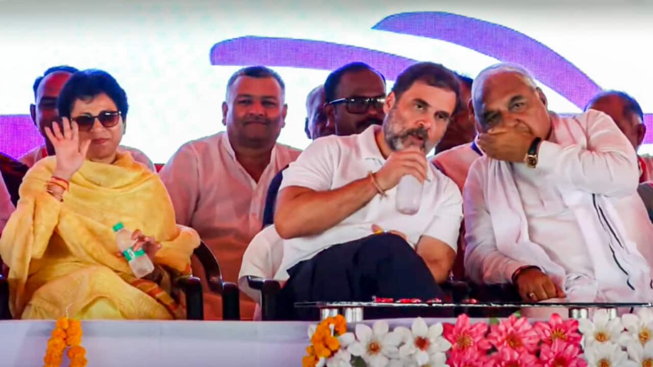Burying the hatchet? Bhupinder Hooda, Kumari Selja share stage as Rahul Gandhi campaigns in Haryana