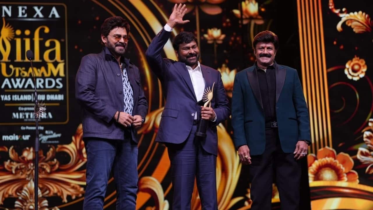 Megastar Chiranjeevi honoured with Outstanding Achievement for Indian cinema award at IIFA 2024, Abu Dhabi