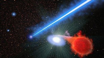 This is an artist’s concept looking down into the core of the giant elliptical galaxy M87. (Image: NASA)