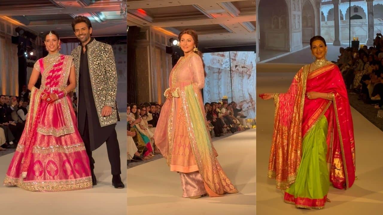 Kartik Aaryan and Triptii Dimri shine as showstoppers for Manish Malhotra at Namo Bharat event, Hina Khan and Sonali Bendre walk with courage and style