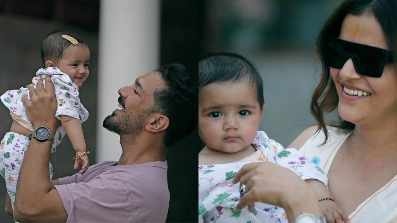 Pics: Rubina Dilaik and Abhinav Shukla reveal twin daughters Edhaa and Jeeva faces on auspicious Navratri