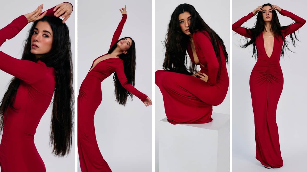 Saba Azad’s red haute bodycon dress and sultry neckline gets a sweet reaction from Hrithik Roshan