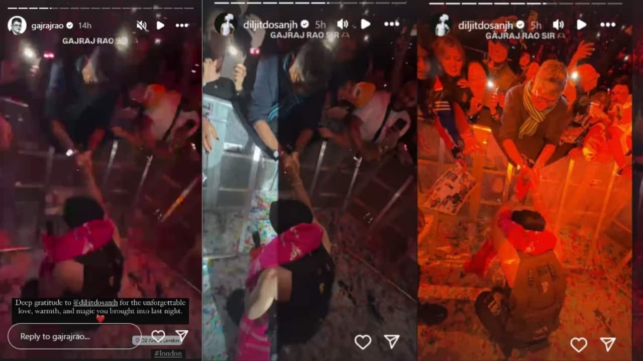 Diljit Dosanjh bows to Gajraj Rao at his London concert, actor kisses his hands: Watch