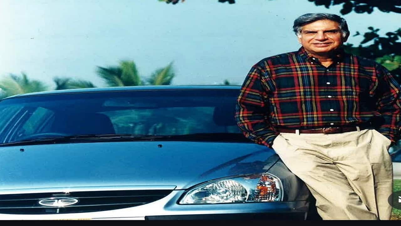 Ratan Tata with Indica car.