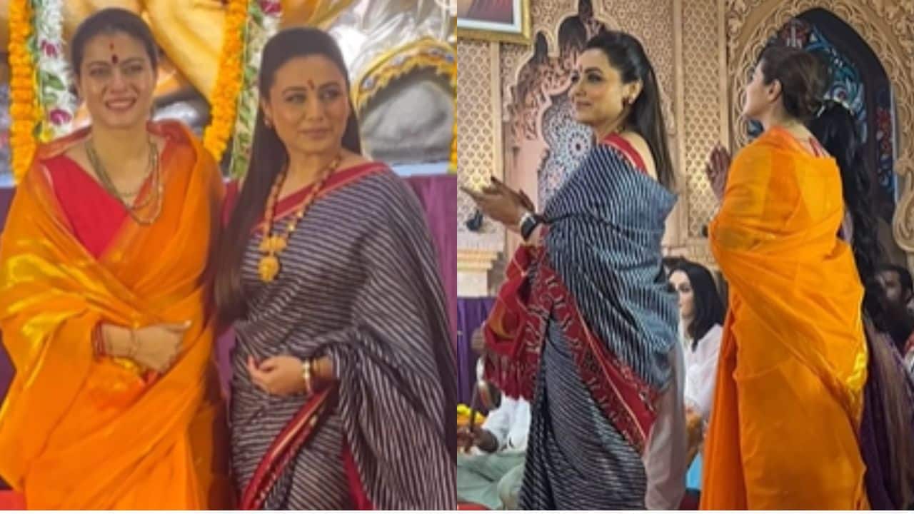 Kajol and Rani Mukerji share laughter and blessings at Durga Puja pandal, watch video