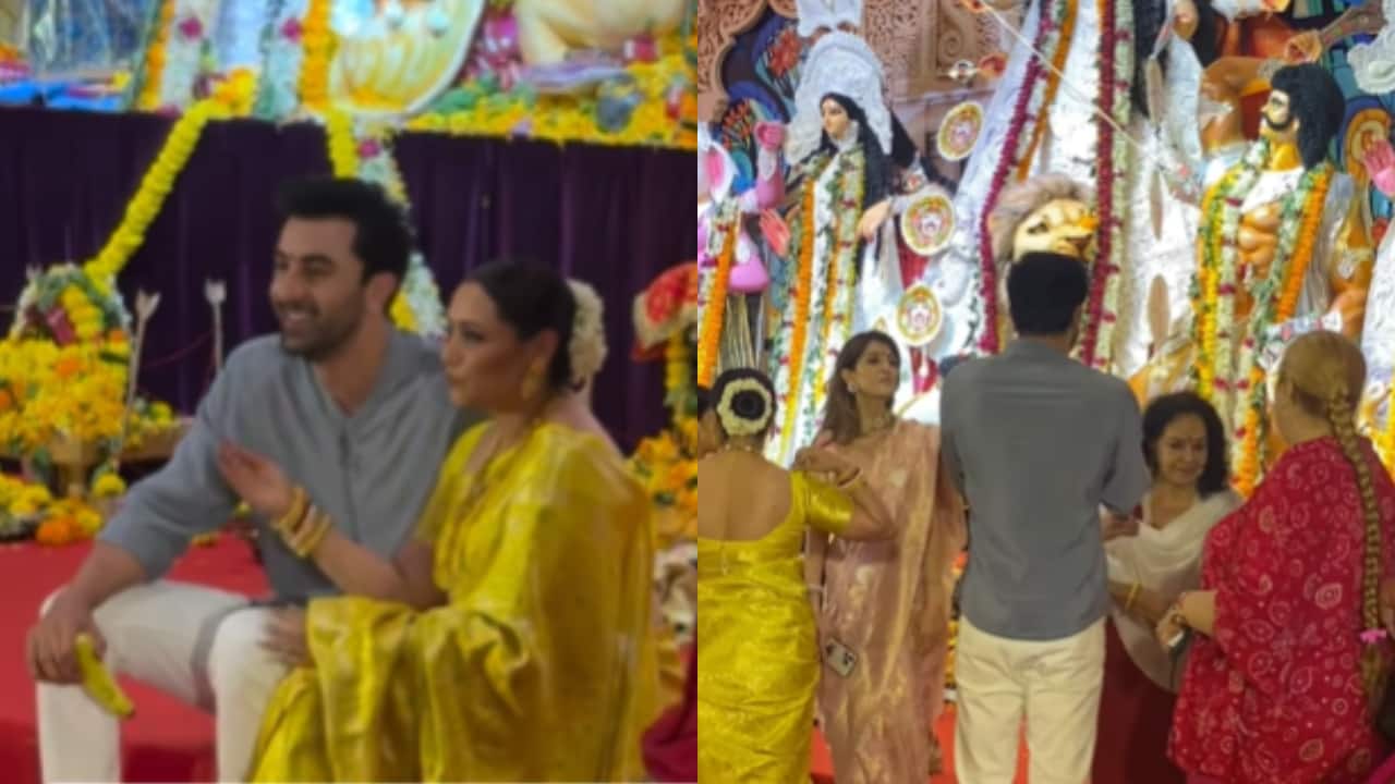 Ranbir Kapoor seeks blessings at Durga Puja Pandal in Mumbai, hugs Rani Mukerji; watch