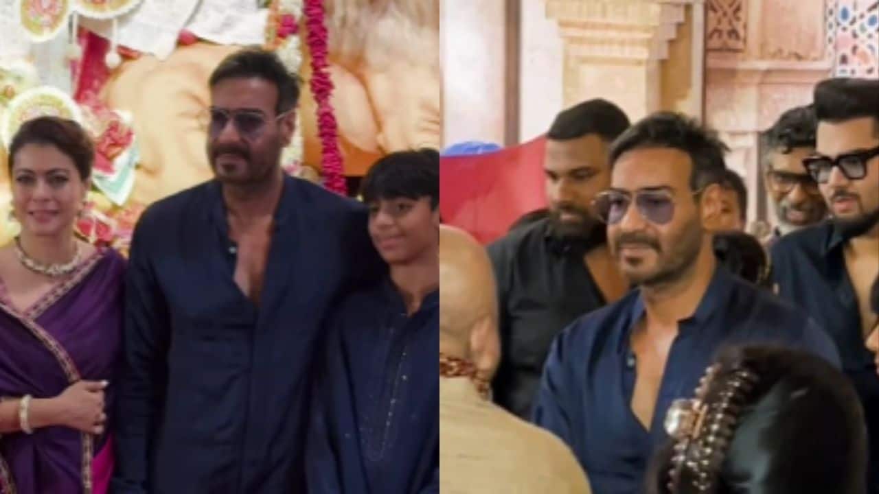 Ajay Devgn with wife Kajol and son Yug spotted at Durga Puja pandal, watch video