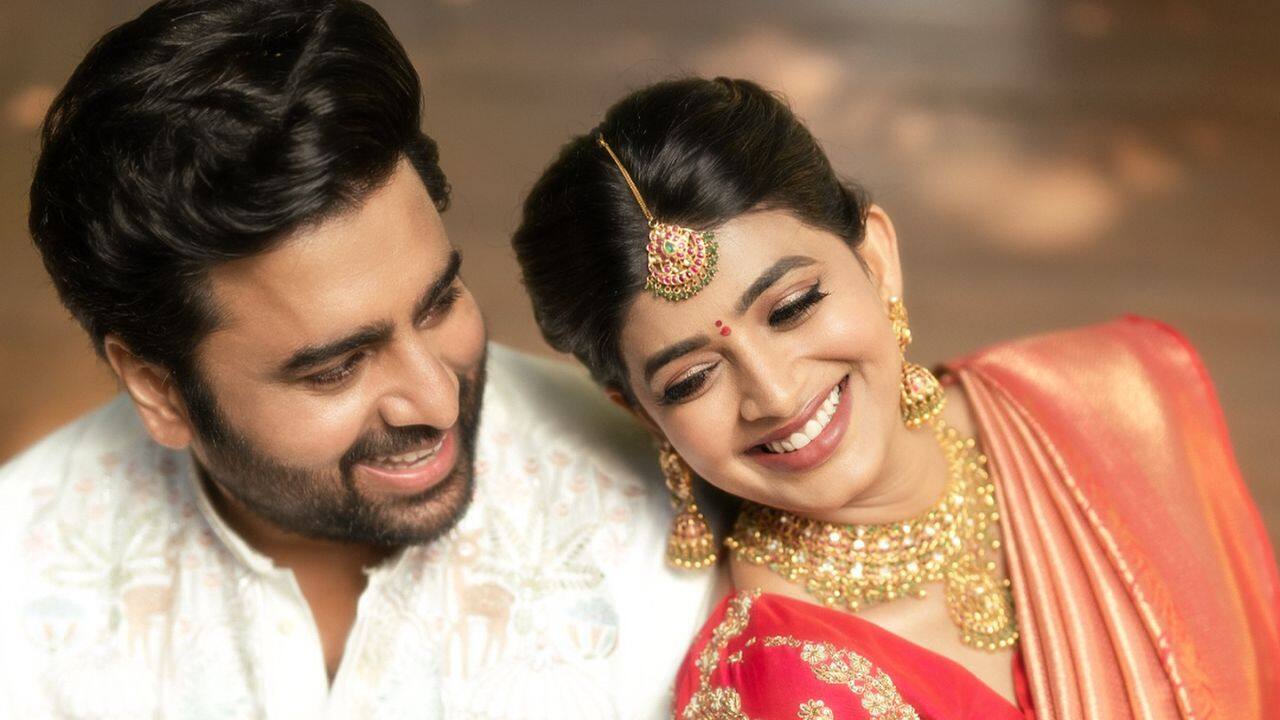 Prathinidhi 2 co-actors Nara Rohit and Siree Lella get engaged, Andhra Pradesh CM Nara Chandrababu Naidu attends in Hyderabad: See pics
