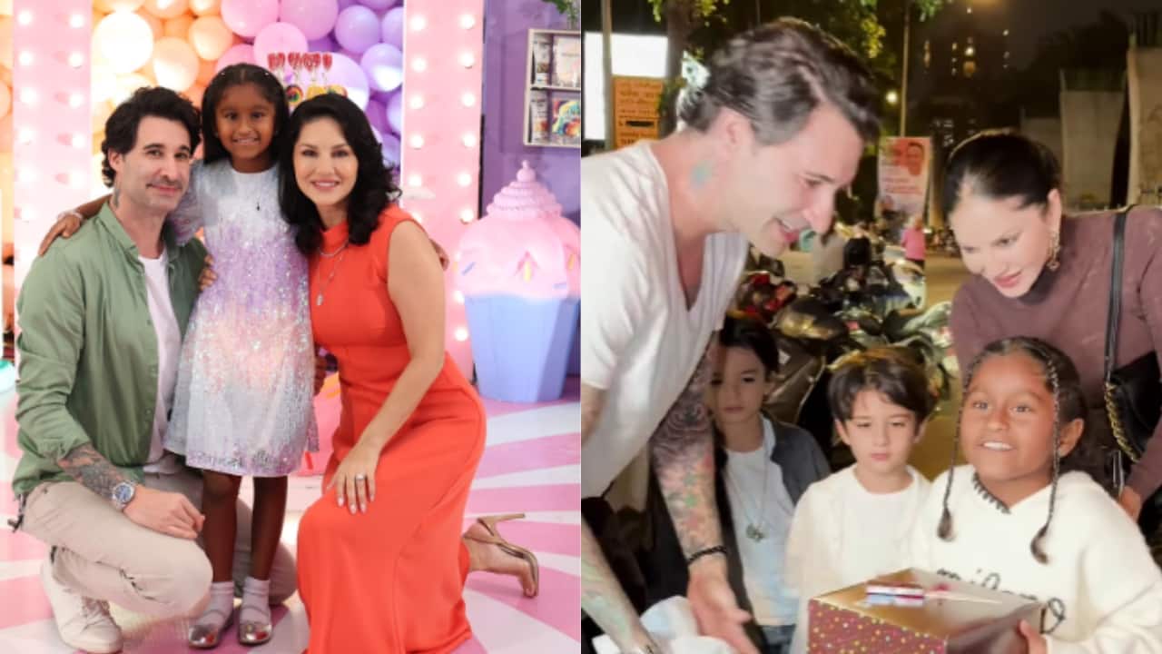 Sunny Leone celebrates daughter Nisha's 9th birthday with family and paps