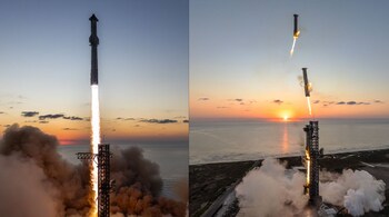 The colossal Super Heavy booster was successfully caught by the launch tower for the first time, marking a historic achievement for the agency. (Image: SpaceX)
