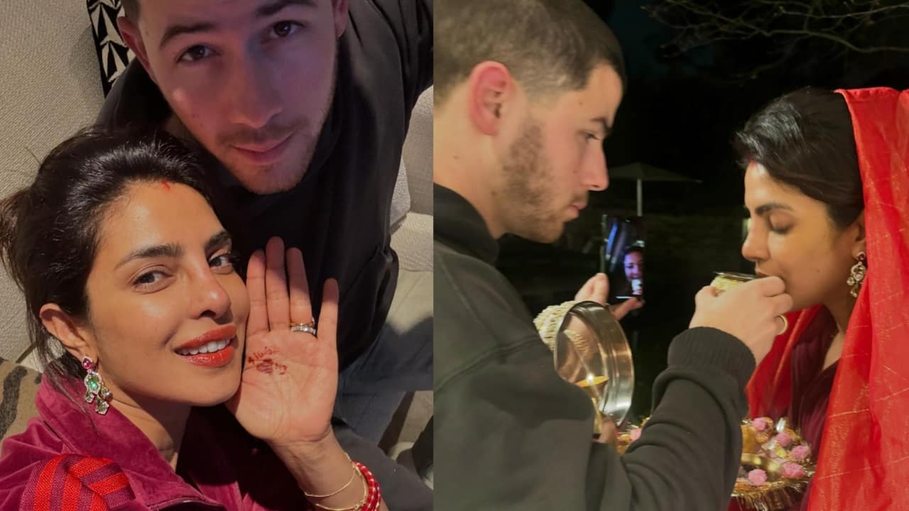 Priyanka Chopra calls herself filmy as she celebrates Karwa Chauth 2024 in London with Nick Jonas wearing a track suit and dupatta