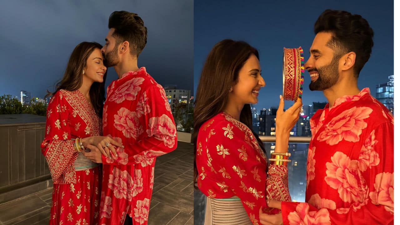 Rakul Preet Singh shares moments of her first Karwa Chauth celebration with husband Jackky Bhagnani amid bed rest