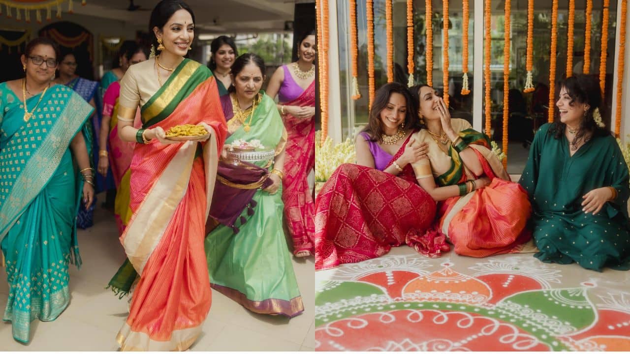Sobhita Dhulipala shines in a Kanjivaram Silk Saree gifted by her mother-in-law for the wedding rituals
