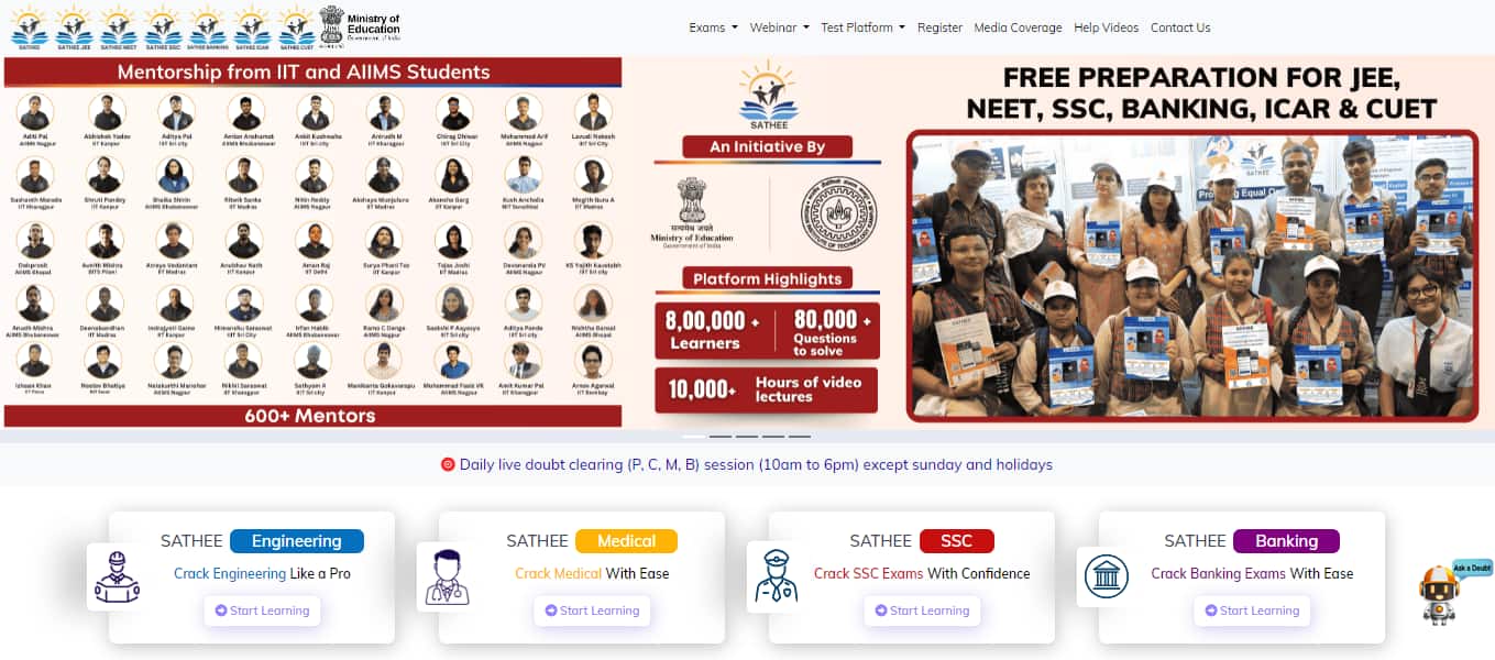 NCERT Launches 'Sathee': Free Online Portal for JEE, NEET, CUET, SSC and IBPS Exam Preparation and Resources