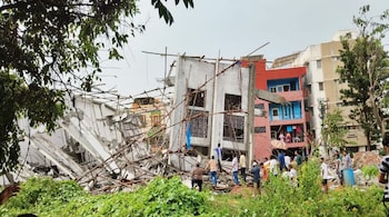 The collapsed building is at Anjanadri Layout, Horamavu Agara, near Hennur (Image - Moneycontrol)