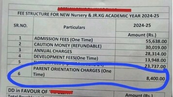 Rs 55,600 admission fee, Rs 8,400 'parent orientation charges' at nursery school stuns internet