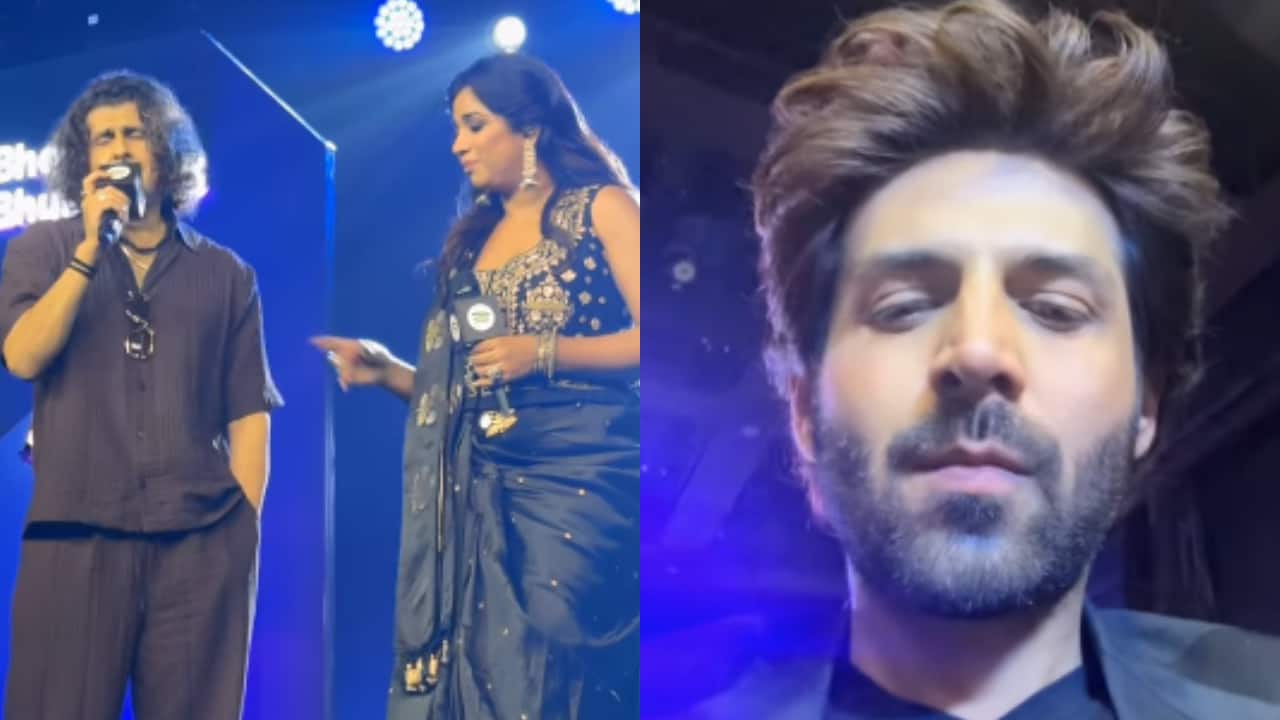 Kartik Aaryan experiences his fanboy moment as Sonu Nigam and Shreya Ghoshal perform Ami Je Tomar Live