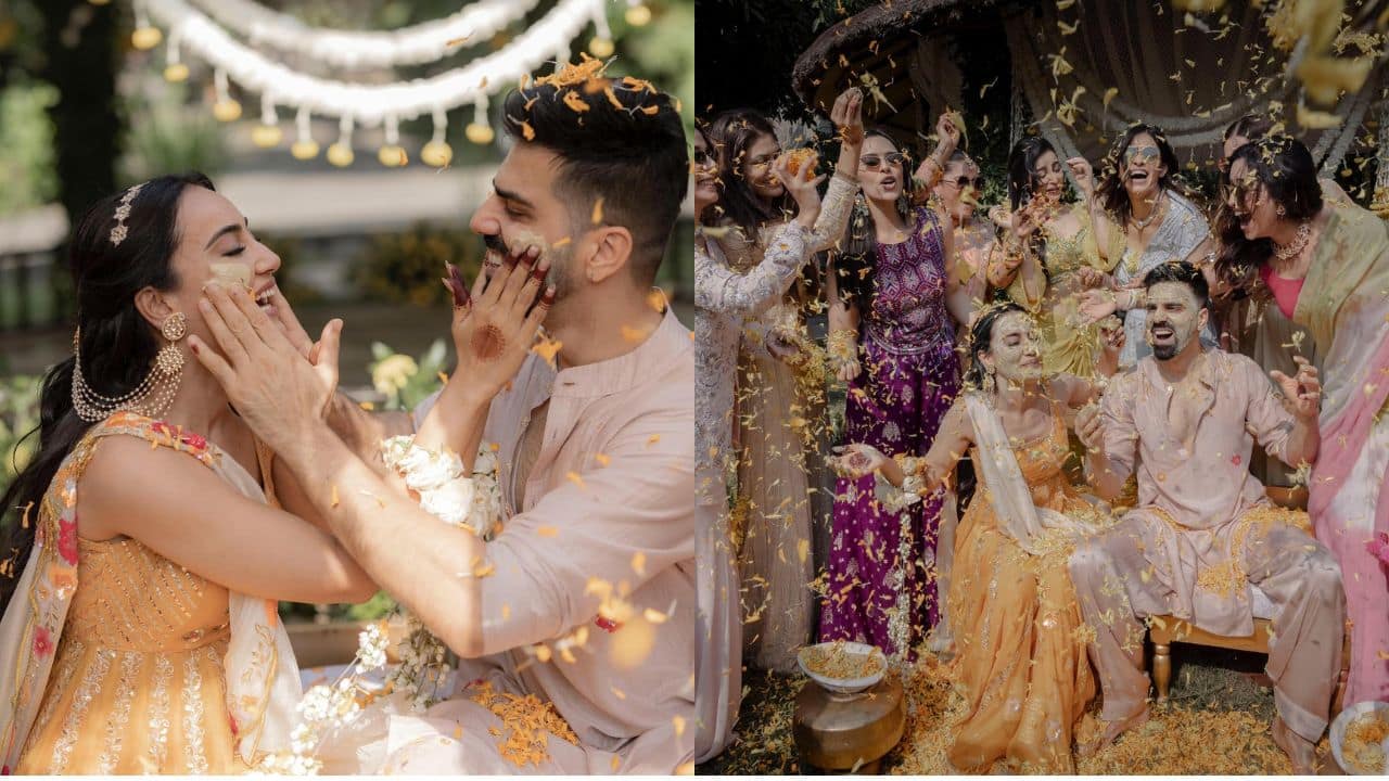 Surbhi Jyoti radiates joy during her Haldi ceremony with fiance Sumit Suri, see pics