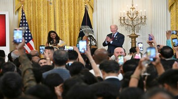 Biden at a reception in celebration of Diwali in the East Room of the White House in Washington, DC, on October 28.