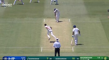 Abhimanyu Easwaran, Nitish Reddy struggle on bouncy surface as India A shot out for 107 (Image X)