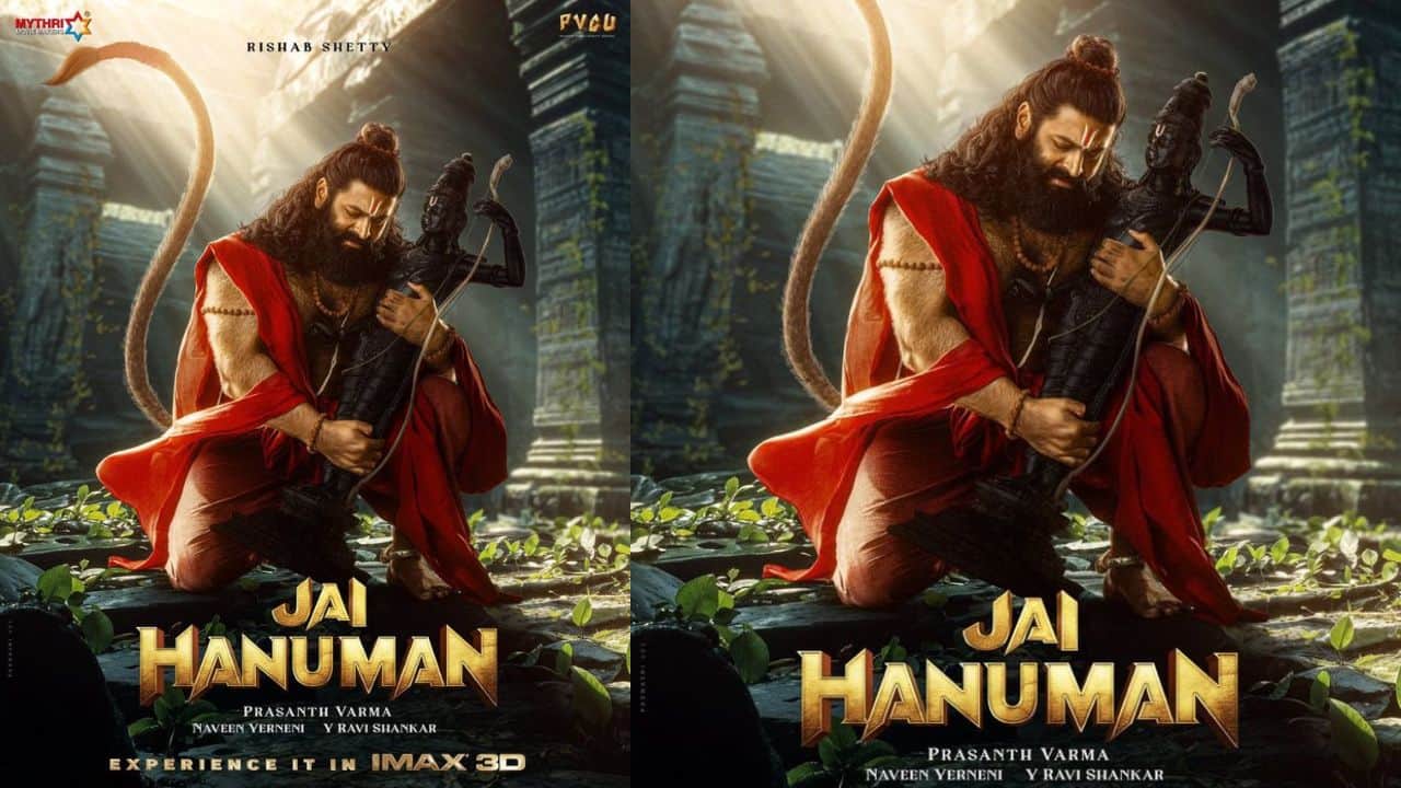 "Happy to see a talented and dedicated actor like you portraying Bhagwan Hanuman," say netizens in response to the first look of Mythri's 'Jai HanuMan' starring Rishab Shetty!