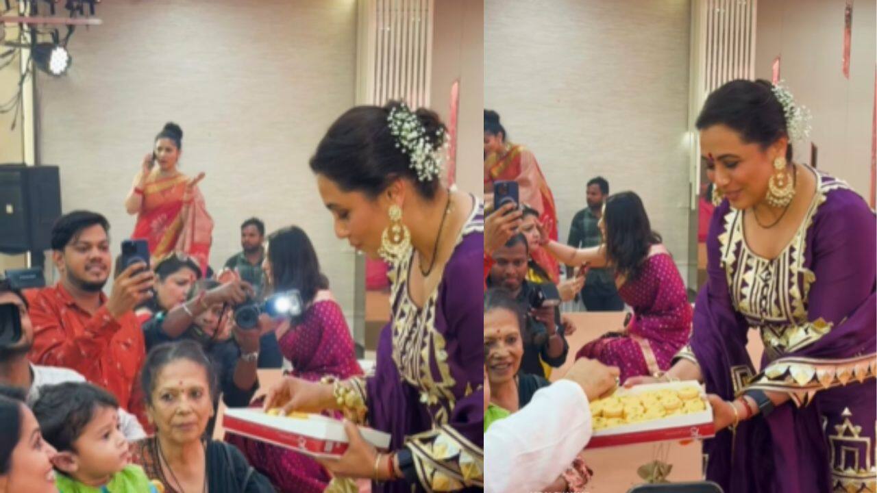 Rani Mukerji gives sweets to little boy after puja on Diwali, video goes viral