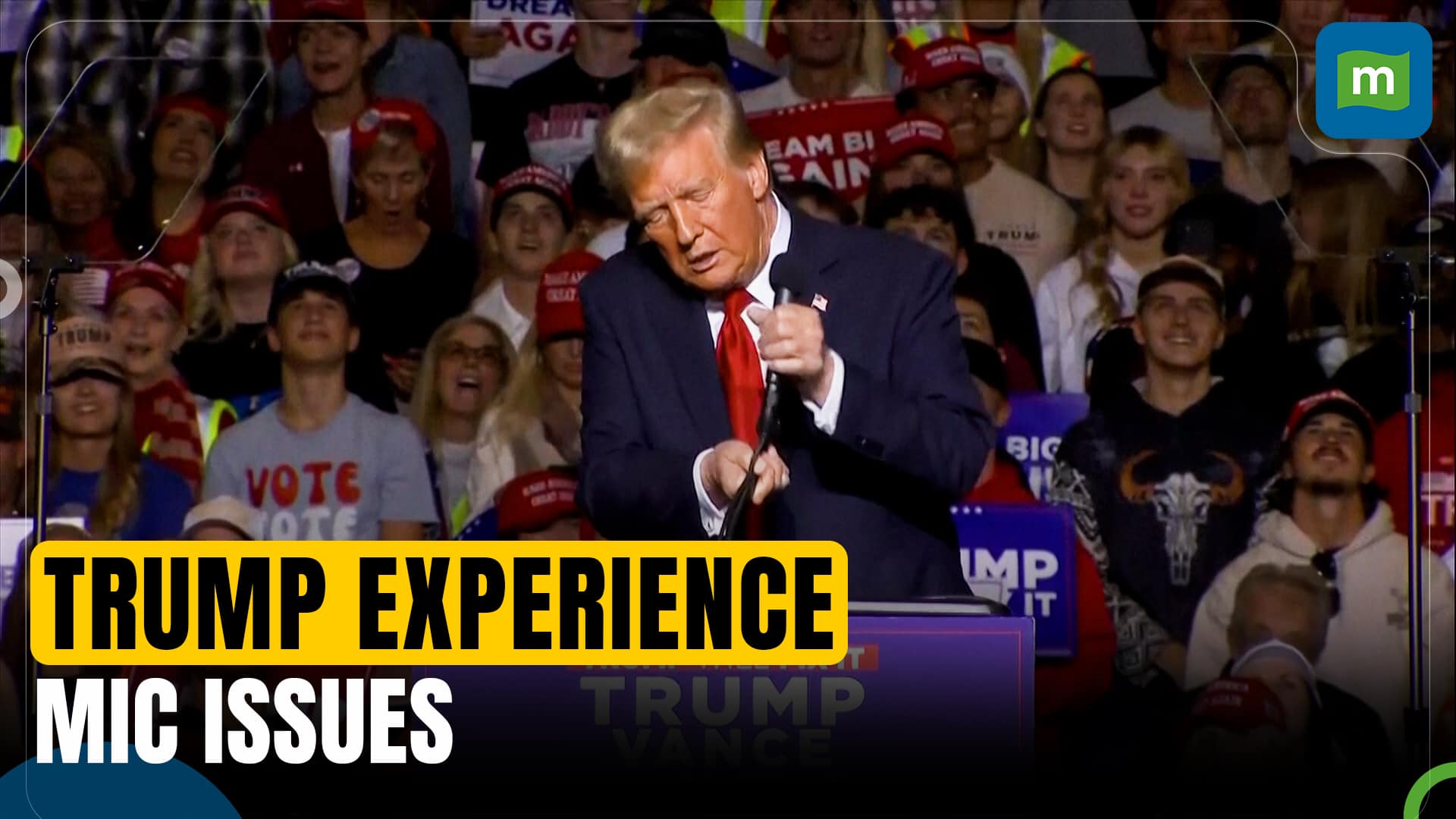 Donald Trump experiences mic issues at his Milwaukee rally