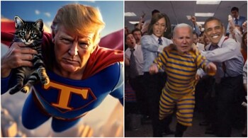 A couple of the AI-generated memes doing rounds on social media ahead of the US elections on November 5. (Image credit: @Zoltan_47, @drefanzor/X)
