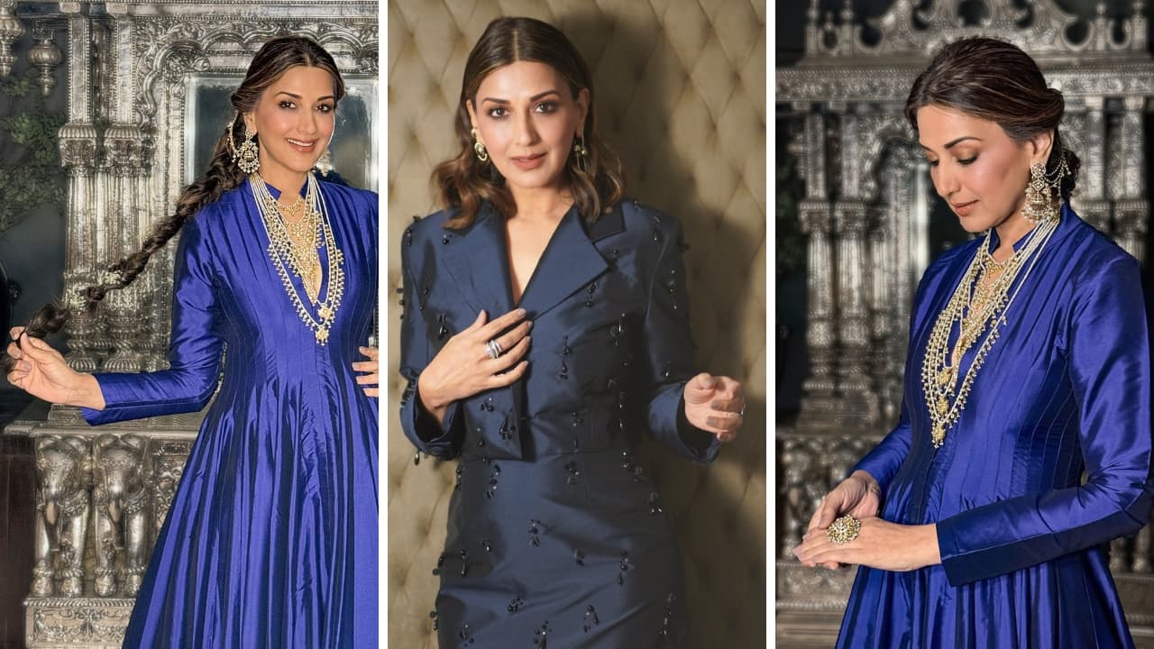 Sonali Bendre’s beating the festive blues with fashionable take on the royal colour   