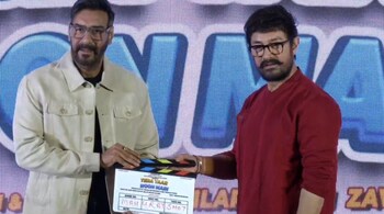 Aamir Khan and Ajay Devgn at the launch event for Tera Yaar Hoon Main.