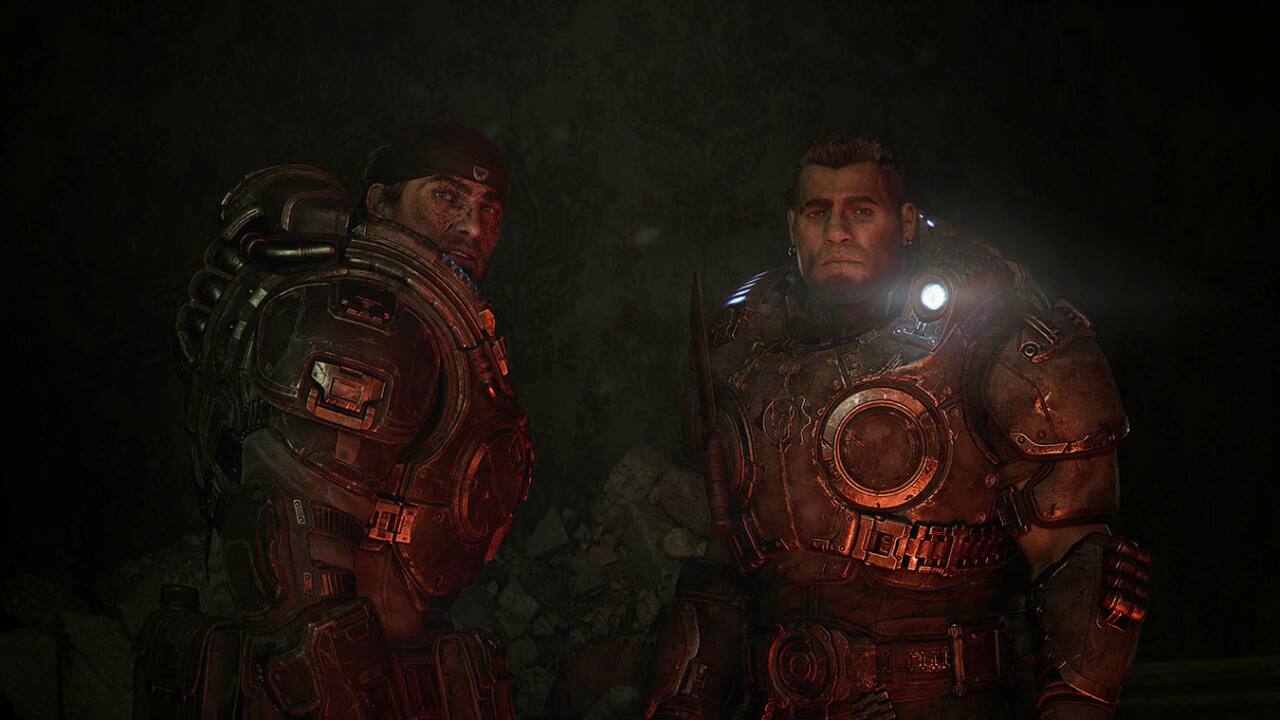 Marcus Fenix and Dom Santiago in Gears of War E Day