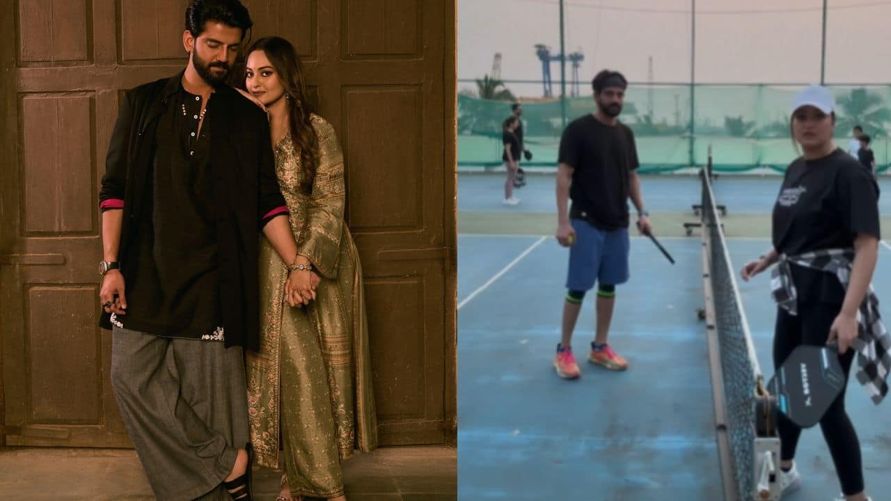 Sonakshi Sinha and Zaheer Iqbal playfully recreate Salman Khan and Madhuri Dixit's iconic Didi Tera Devar Deewana scene