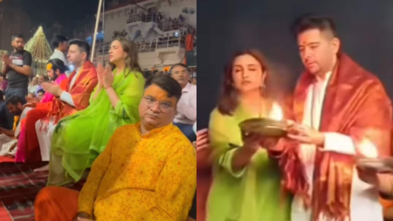 Parineeti Chopra and Raghav Chadha perform Ganga aarti in Varanasi, watch video