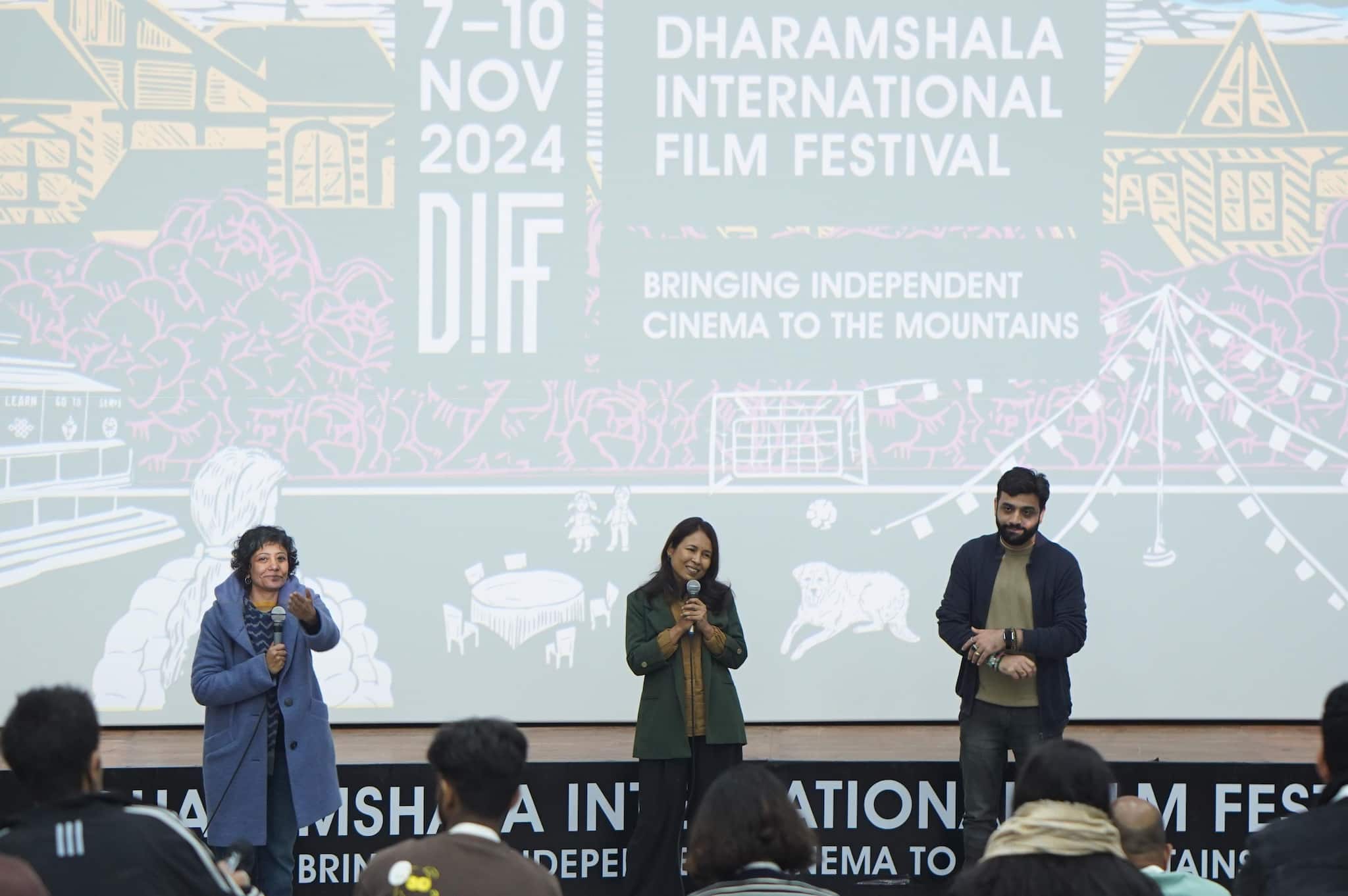 Filmmaker Rima Das introducing her film Village Rockstars 2 at DIFF 2024.