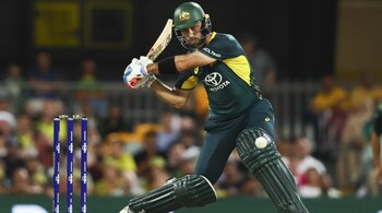 Glen Maxwell in action in the 1st T20I between Australia and Pakistan at Brisbane