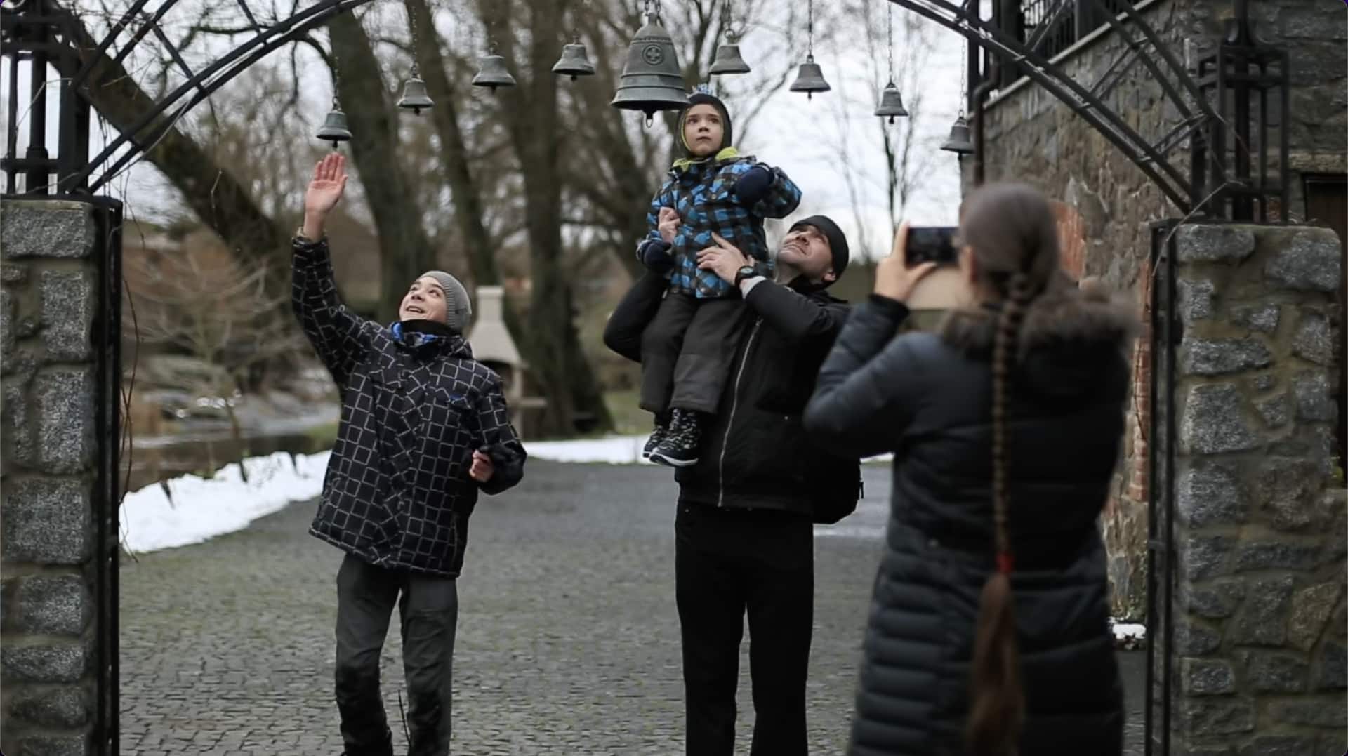 Serhiy with his family in a still from the documentary 'Dad's Lullaby'.