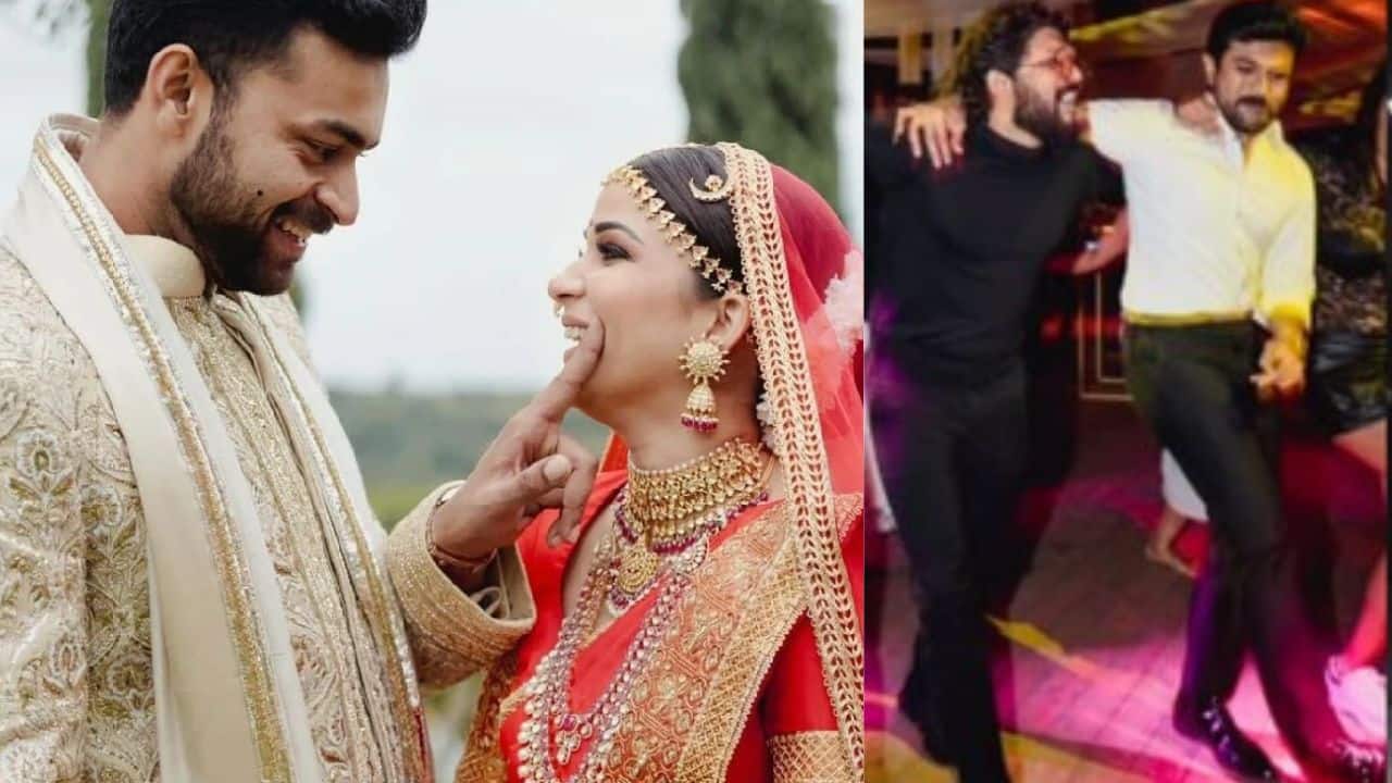 Varun Tej and Lavanya Tripathi wedding video, Ram Charan and Allu Arjun dance on Naatu Naatu song from RRR at the celebrations, Watch 