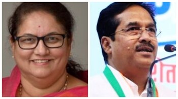 Jayshree Patil (L) is contesting as an Independent from Sangli against Congress pick Prithviraj Patil (R).