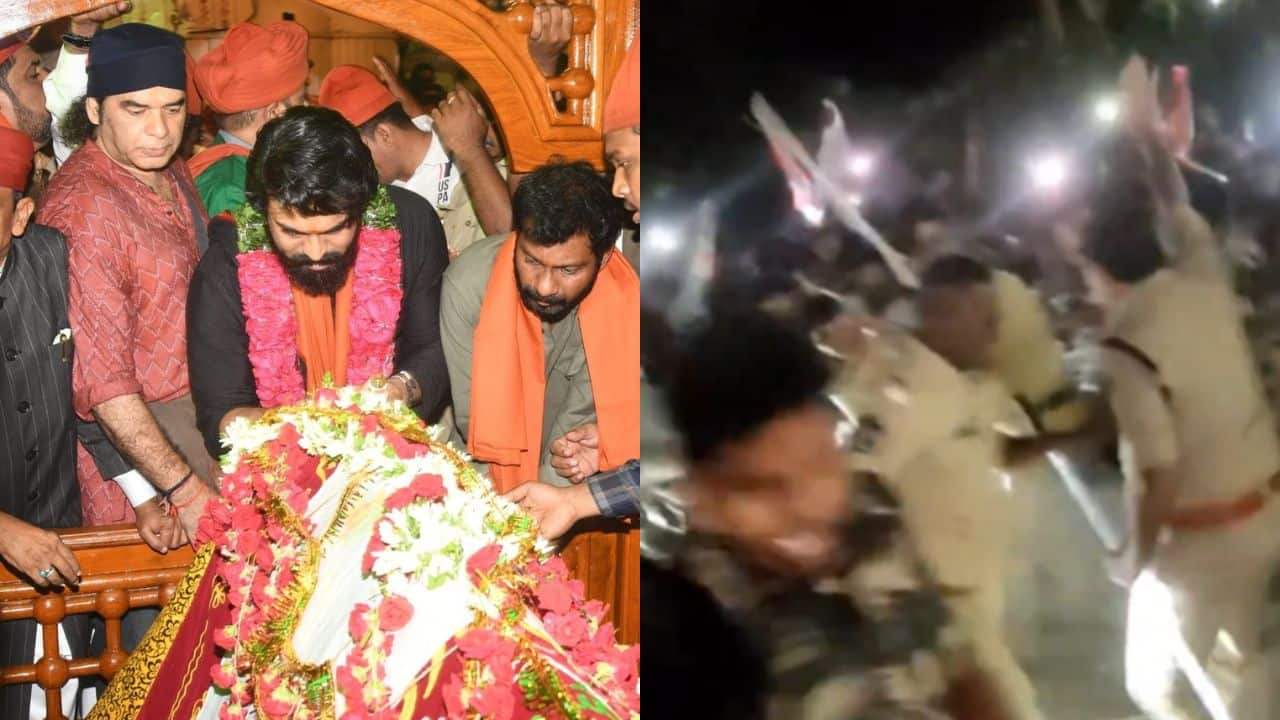 Ram Charan visits temple and dargah ahead of upcoming film; police lathi charge to manage fans, watch