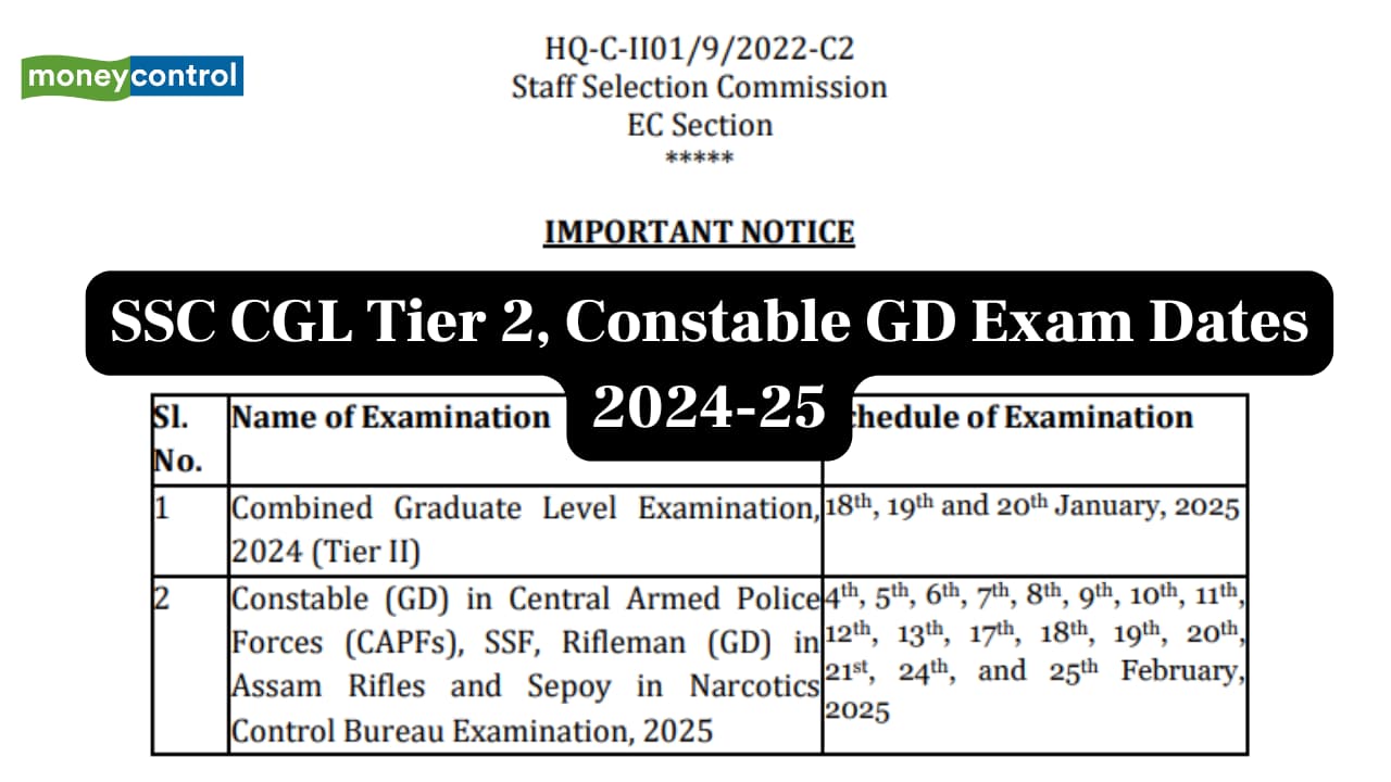 SSC CGL Tier 2, Constable GD Exam Dates 2024-25 announced; check complete schedule here SSC CGL Tier 2, Constable GD Exam Dates 2024-25 announced; check complete schedule here