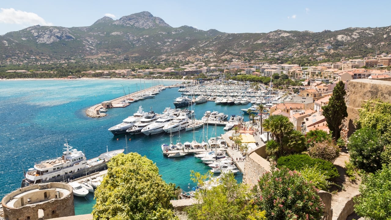 View from above on the marina in Calvi, Corsica, France. (Image: Canva)