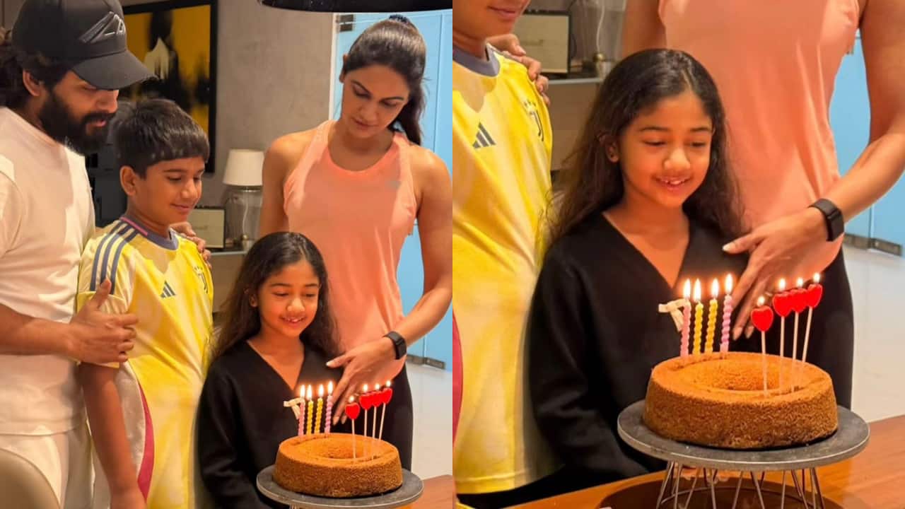 Allu Arjun celebrates his daughter Allu Arha's birthday with wife and son