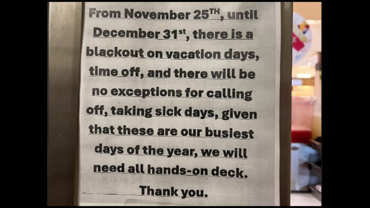 'No sick days, no exceptions': Company imposes leave blackout on vacation period. Viral 'No sick days, no exceptions': Company imposes leave blackout on vacation period. Viral