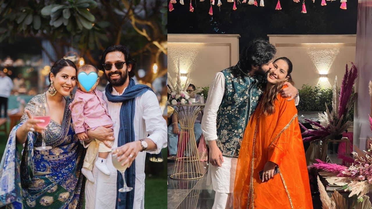 Vikrant Massey and wife Sheetal Thakkur spread love as they pose at a wedding with friends and family
