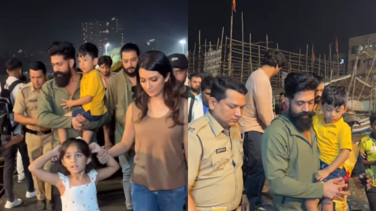 KGF star Yash spotted in Mumbai with wife Radhika Pandit and their kids, watch video
