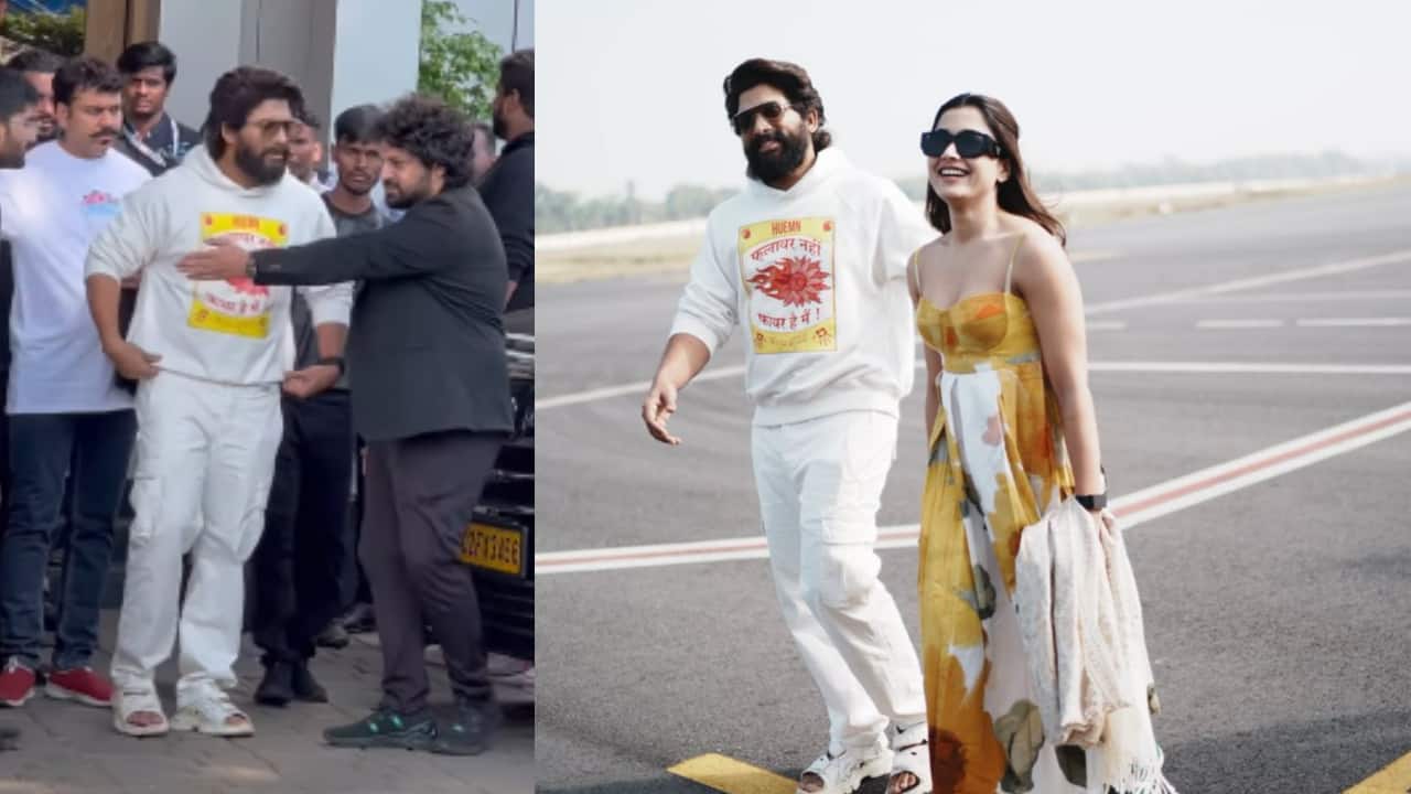 Allu Arjun and Rashmika Mandanna arrive in Mumbai for Pushpa 2 event